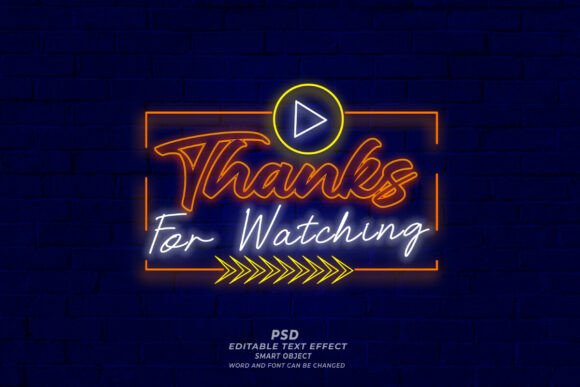 Download Thank for Watching Neon Sign Editable Te - Editable Collection
