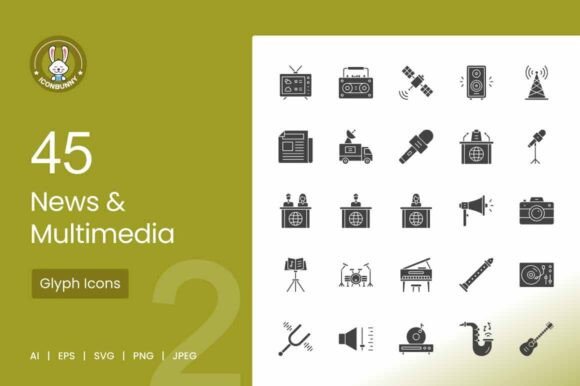 Download News &amp; Multimedia Glyph Icons - Media Collection