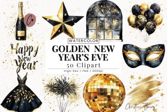 Download Golden New Years Eve Clipart - New year Collection