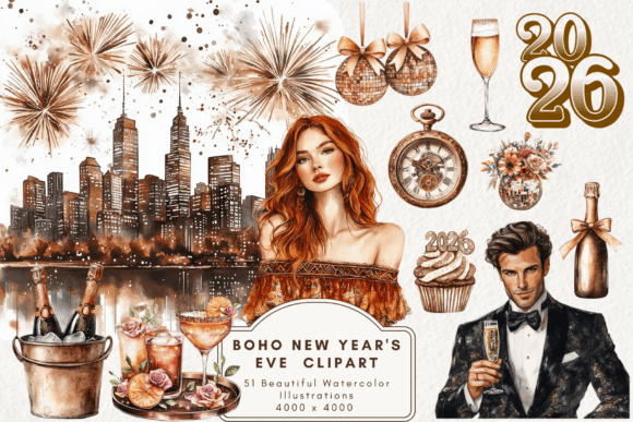Download Boho New Year's Eve Clipart - New year Collection