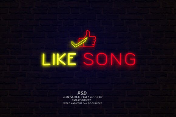 Download Like Song Neon Sign PSD Editable Text - Editable Collection