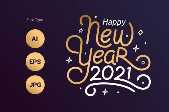 Download Lettering Happy New Year 2021 - Premium Resources