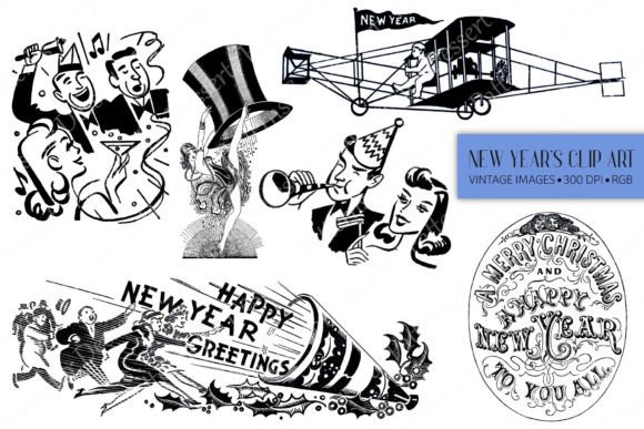 Download Black &amp; White New Year's Eve Clipart - New year Collection