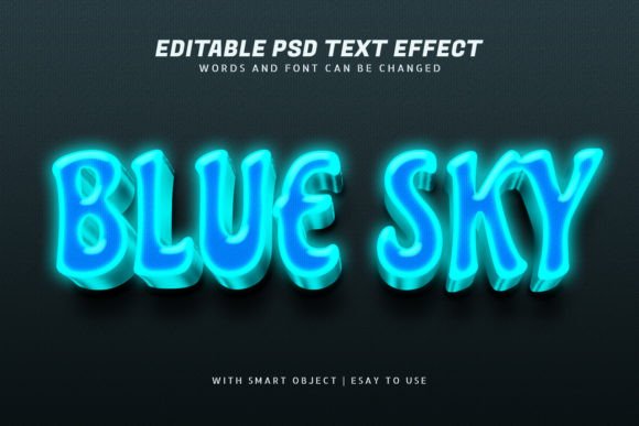 Download Blue Sky 3d Glow Text Effect Editable - Editable Collection