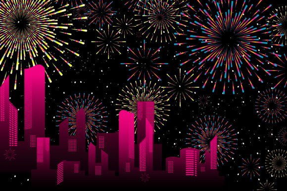 Download Fireworks on New Year's Eve in Skyline - New year Collection
