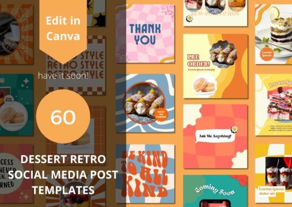 Download 60 Dessert Retro Social Media Templates - Media Collection