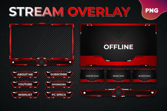 Download Stream Overlay Package in Red Theme - Stream overlay Collection