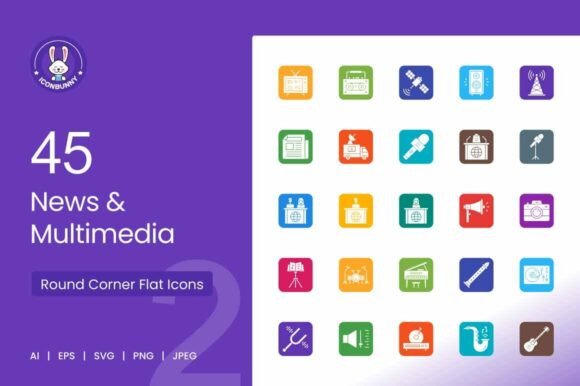 Download News &amp; Multimedia Filled Round Corner - Media Collection