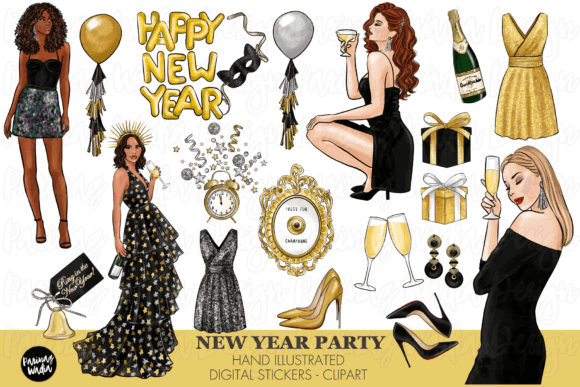 Download Hand Drawn New Years Eve Party Clipart - New year Collection
